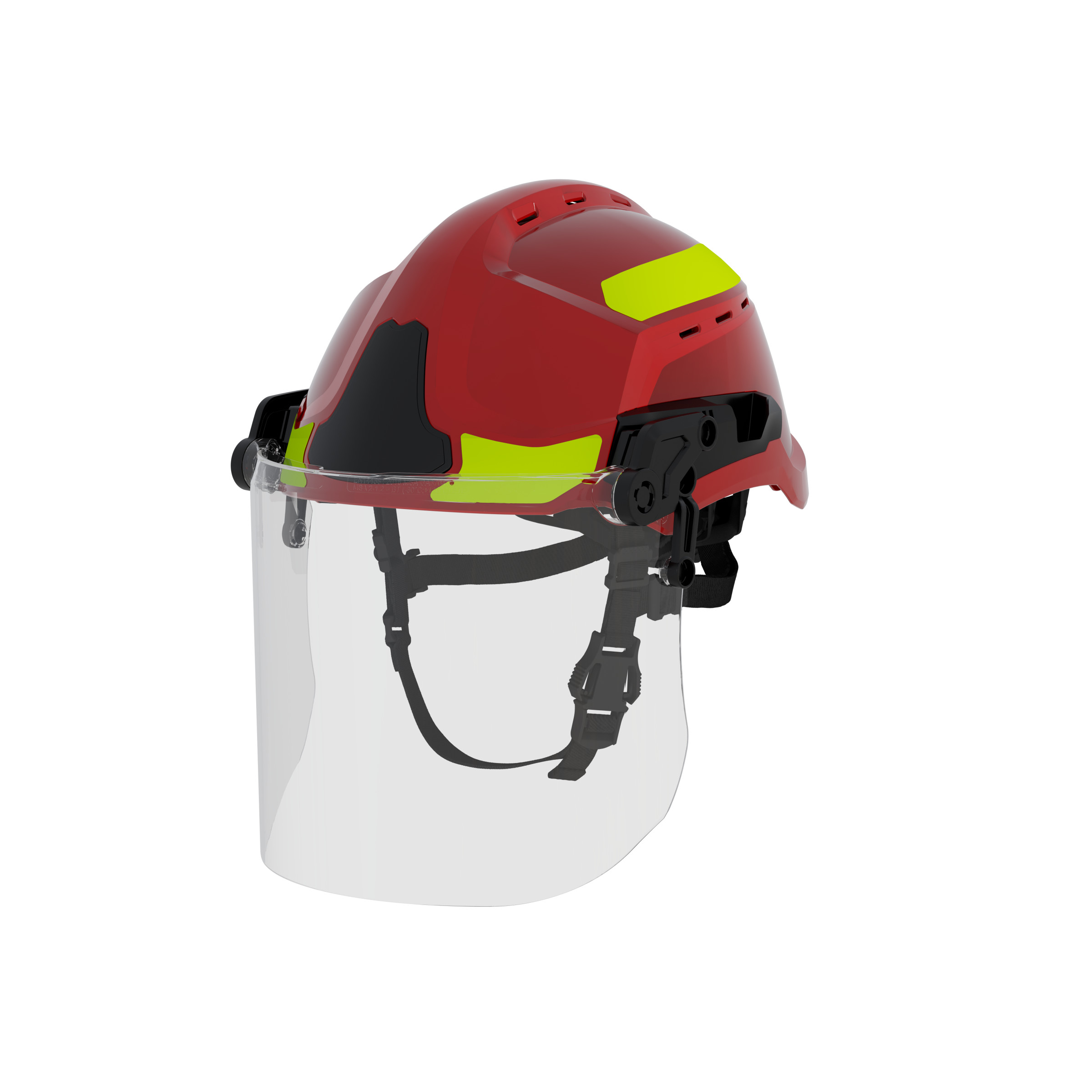 XR2, non-vented, hi-viz yellow painted, textile red, no-eye,bag